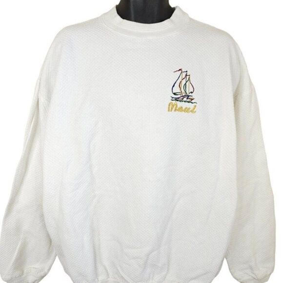 Vintage Maui Sweatshirt Mens Size XL 90s Sailing Hawaii Hawaiian Destination - Picture 1 of 6